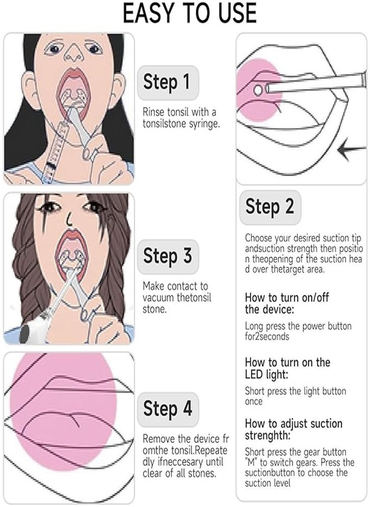 Generic Tonsil Stone Remover, Oral Cleaner with 5 Modes, Instant Suction Tool to Fight Bad Breath  - Image 3