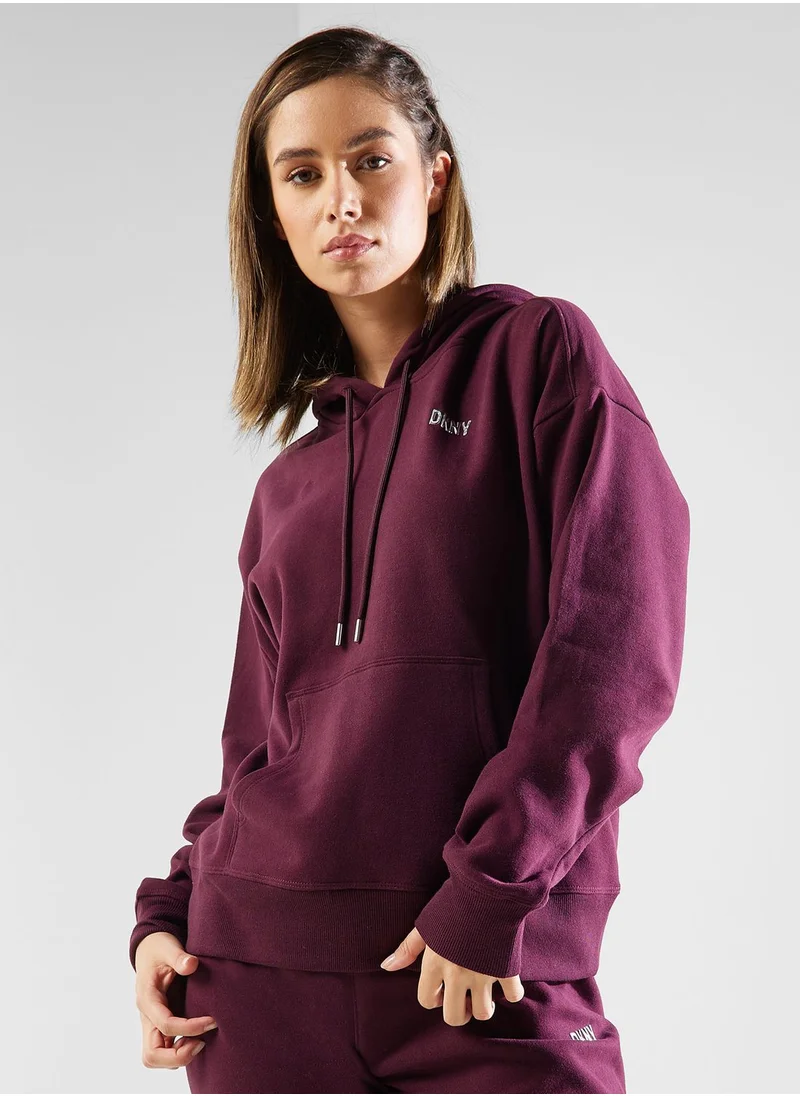 DKNY Sport Logo Pocket Detail Hoodie
