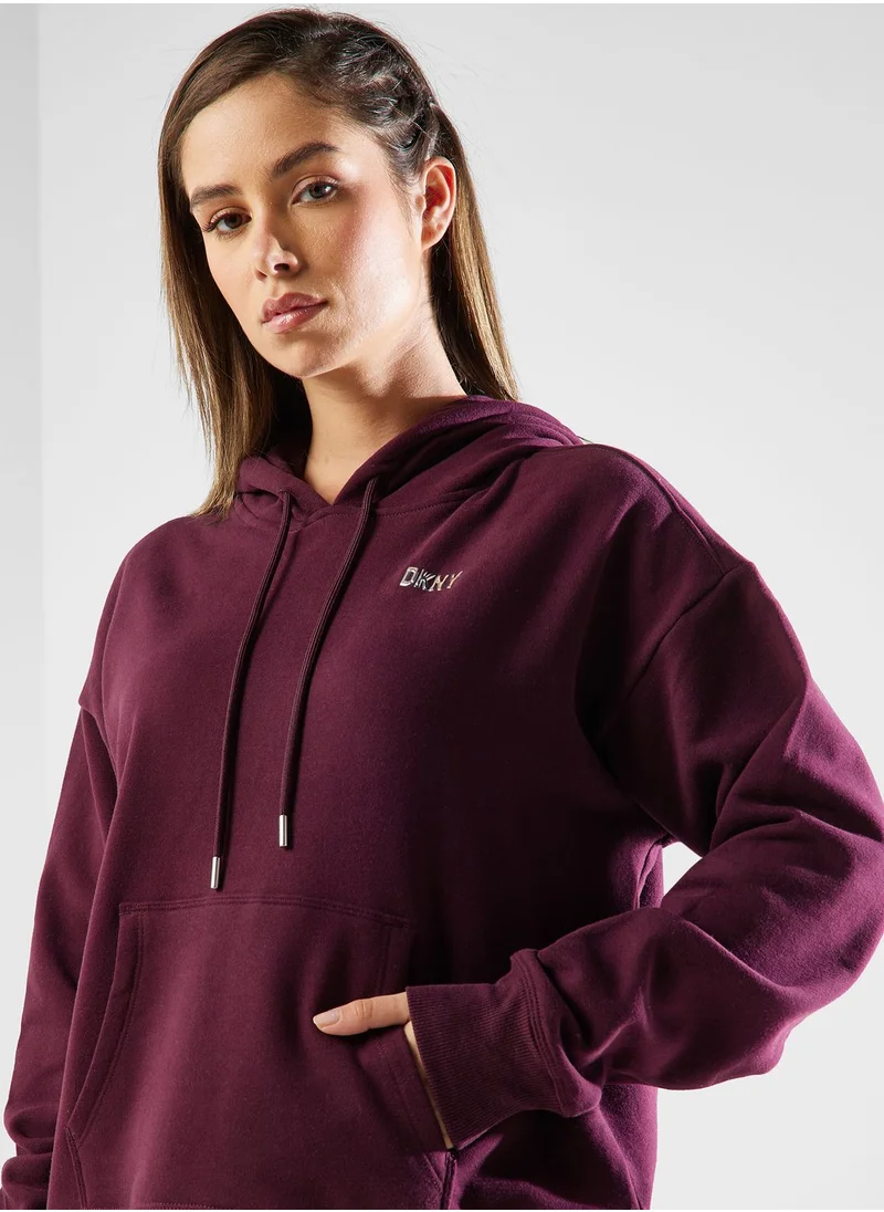 DKNY Sport Logo Pocket Detail Hoodie