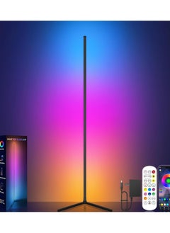 Adak Corner Floor Lamp, RGB LED Corner Lamp with Music Sync, Remote Control Color Changing Ambience Light, Colors for Bedroom, Living Room Gaming Room