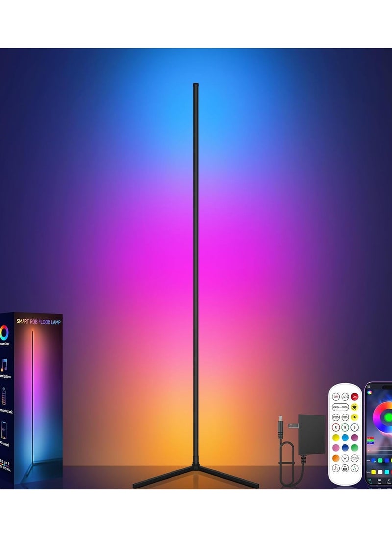 ADAK - Adak Corner Floor Lamp, RGB LED Corner Lamp with Music Sync, Remote Control Color Changing Ambience Light, Colors for Bedroom, Living Room Gaming Room - Image 1