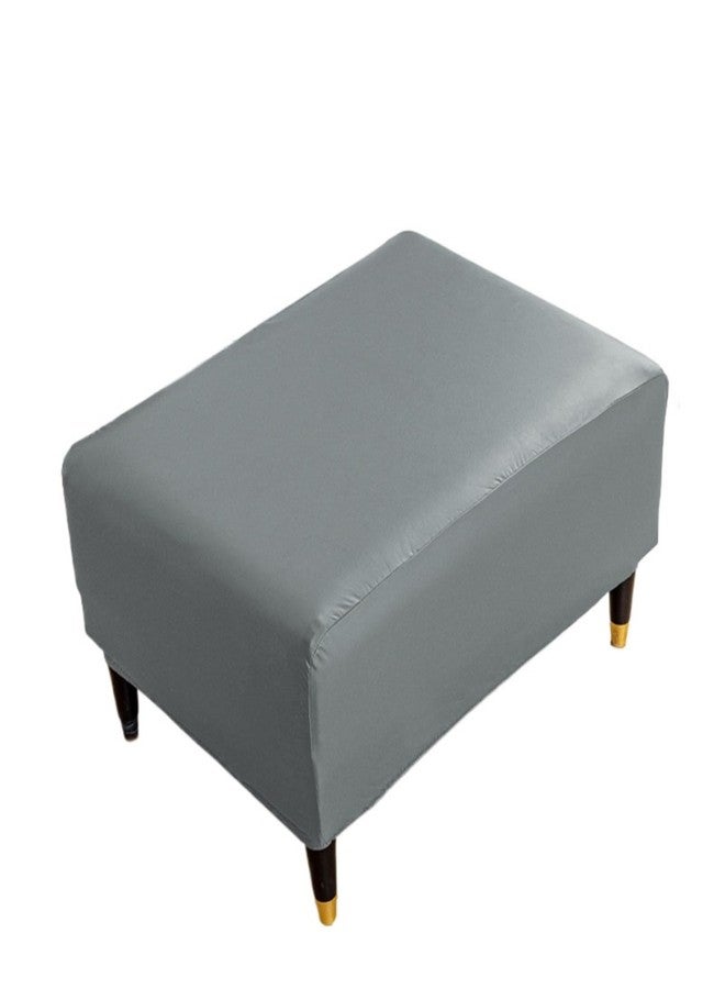 Aunite PU Leather Ottoman Cover,Waterproof Rectangle Footrest Covers,Stretch Soft Ottoman slipcover for Small Large Folding Storage Ottoman (Grey,XS) - Image 1