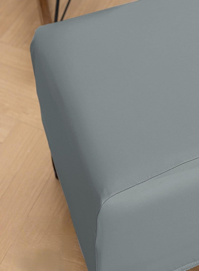 Aunite PU Leather Ottoman Cover,Waterproof Rectangle Footrest Covers,Stretch Soft Ottoman slipcover for Small Large Folding Storage Ottoman (Grey,XS) - Image 3