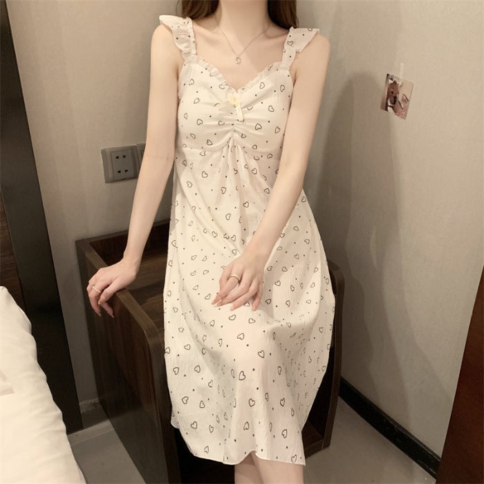 Summer Cotton Cloud Slip Dress with Built-in Bra R816#
