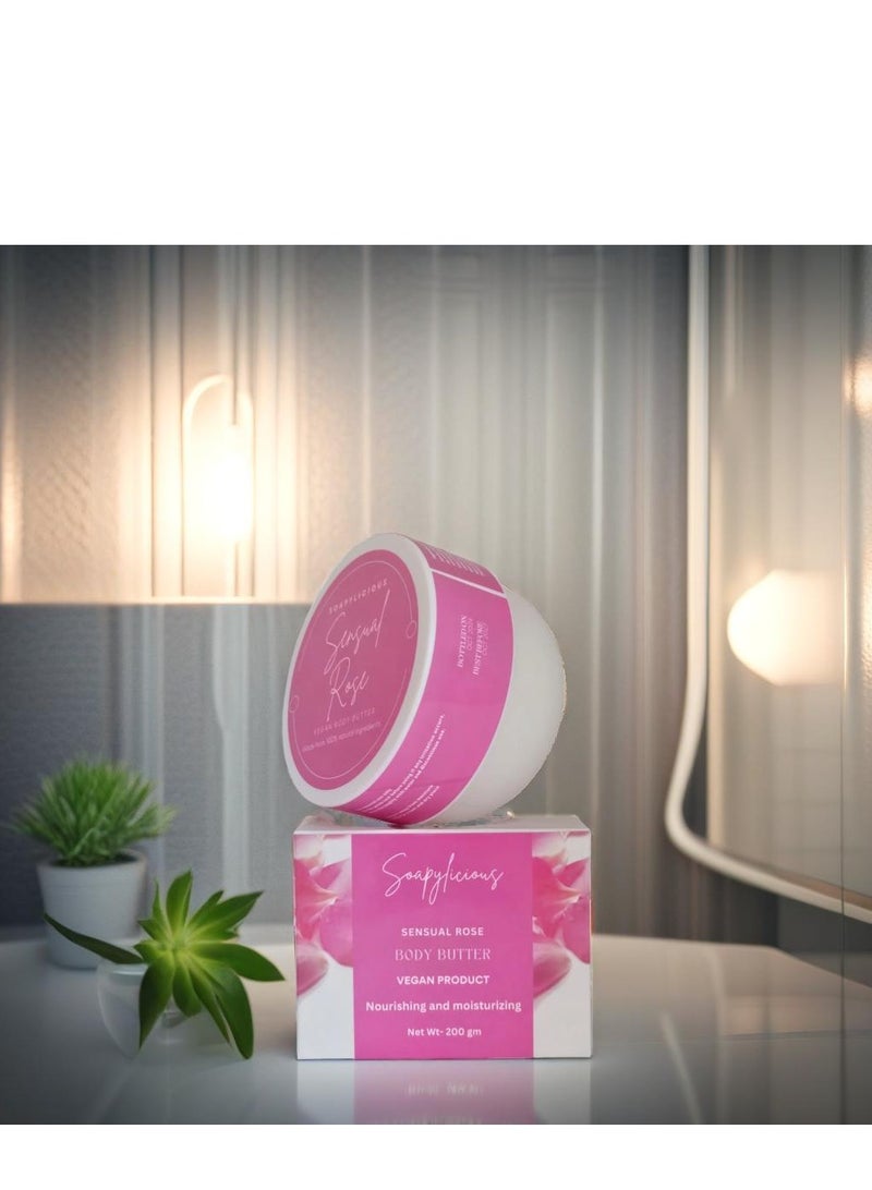 سوبلي شيز زبدة الجسم بالشيا - برائحة الورد نباتية 200 جم | مرطب طبيعي عميق لبشرة مرطبة ومشرقة - Image 4