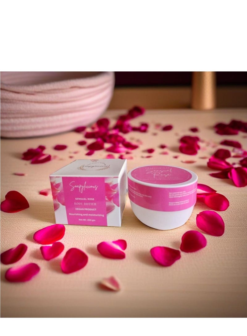 سوبلي شيز زبدة الجسم بالشيا - برائحة الورد نباتية 200 جم | مرطب طبيعي عميق لبشرة مرطبة ومشرقة - Image 3