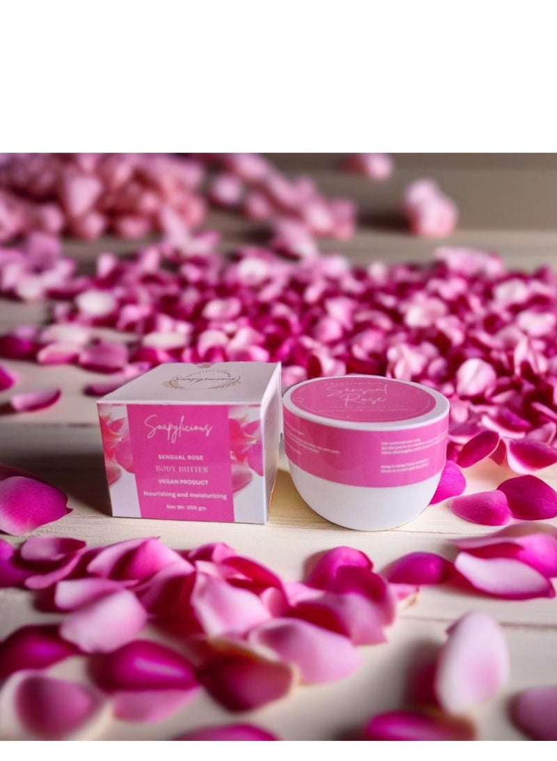 سوبلي شيز زبدة الجسم بالشيا - برائحة الورد نباتية 200 جم | مرطب طبيعي عميق لبشرة مرطبة ومشرقة - Image 5