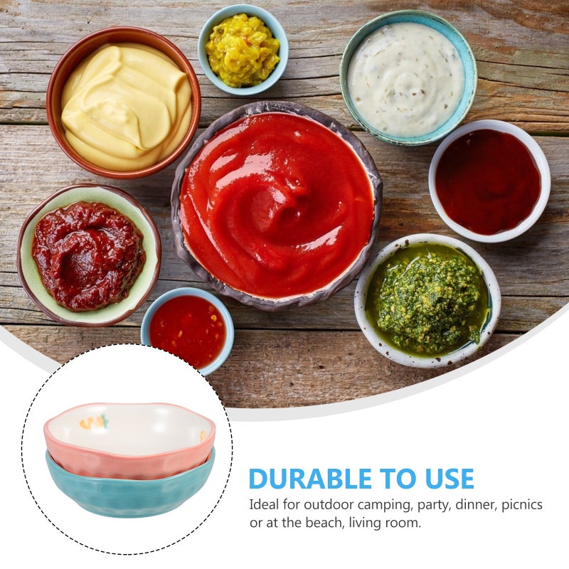 2Pcs Ceramic Sauce Caviar Dish Sauce Plate Ceramic Condiment Plate (Assorted Color) - Image 3