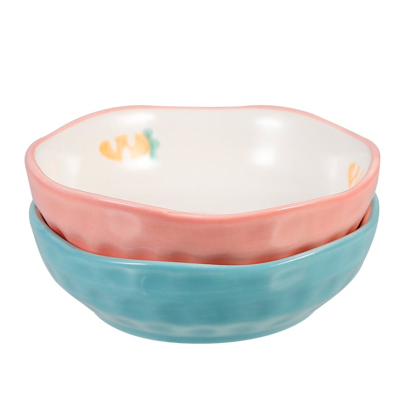 2Pcs Ceramic Sauce Caviar Dish Sauce Plate Ceramic Condiment Plate (Assorted Color) - Image 1
