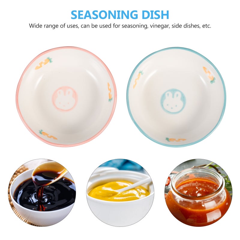 2Pcs Ceramic Sauce Caviar Dish Sauce Plate Ceramic Condiment Plate (Assorted Color) - Image 5