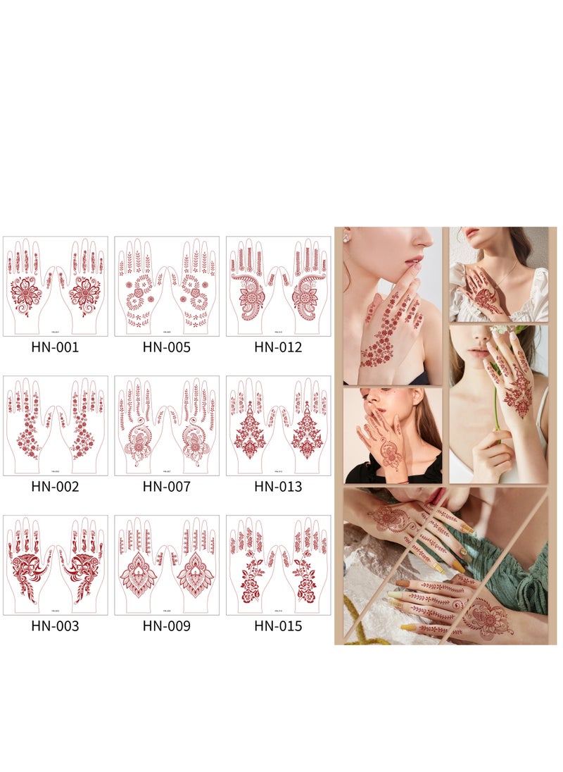 9 Sheets Henna Art Tattoo Stickers Two Full Hands Mehndi Design - pzsku/Z67EAF7F54D13192DE9D3Z/45/_/1737078975/266ea4eb-f3ff-42a8-9351-9dac67185e53