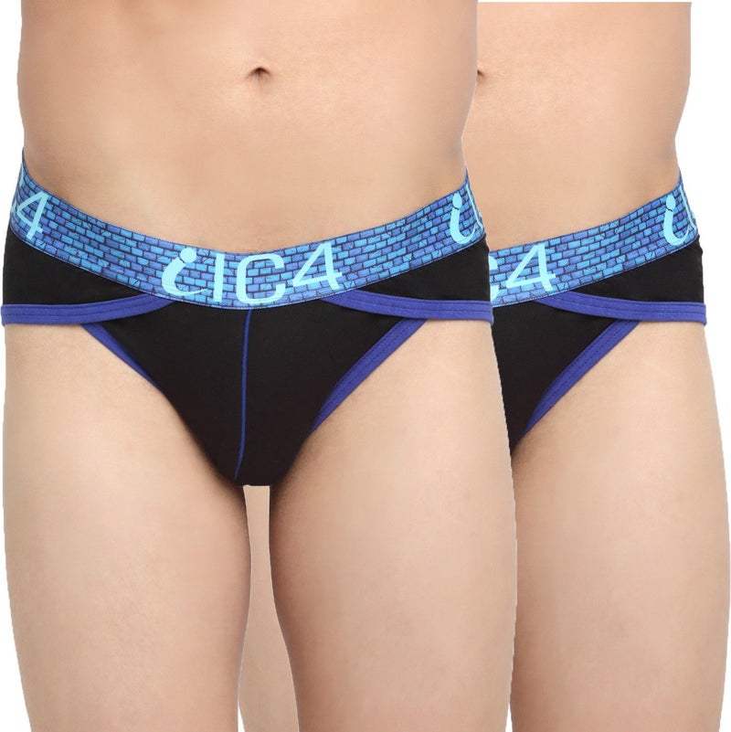 IC4 Store Men's Tanga Briefs Combo Pack of 2 - Blue and Black - Image 1