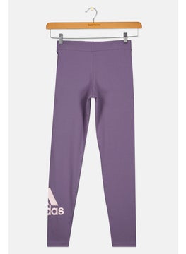 Adidas Kids Girl Brand Logo Pull On Leggings, Grape  - Image 2