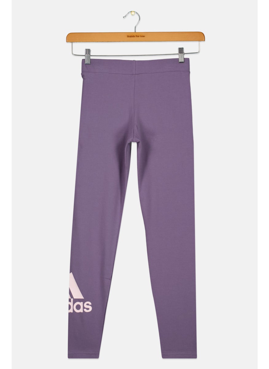 Adidas Kids Girl Brand Logo Pull On Leggings, Grape  - Image 2