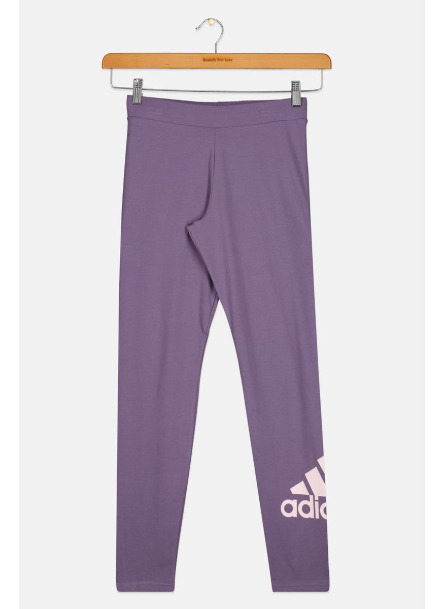 Adidas Kids Girl Brand Logo Pull On Leggings, Grape  - Image 1
