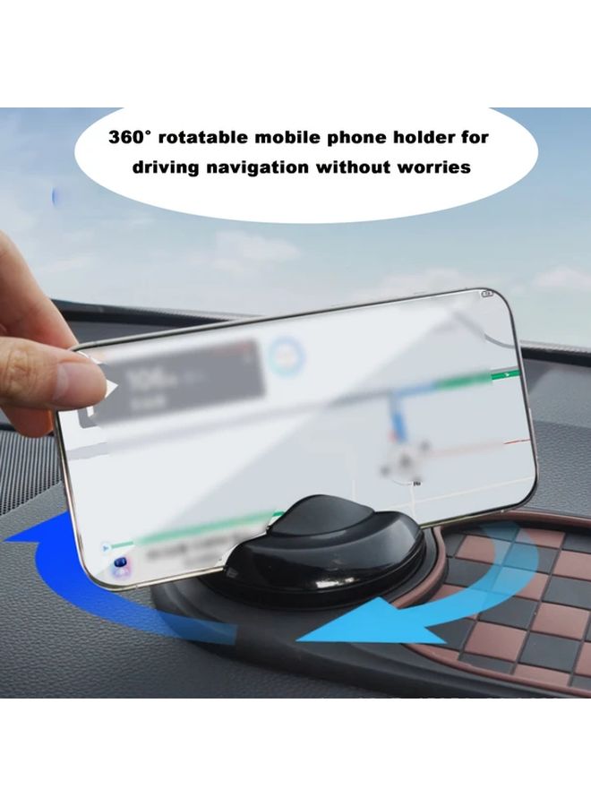 360 Degrees Rotatable Car Mount With Navigation Hidden Parking Sign Storage Pad Non Slip Dashboard Organizer For Smartphones Tablets GPS Devices Black - Image 1
