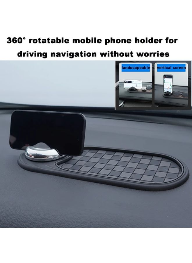 360 Degrees Rotatable Car Mount With Navigation Hidden Parking Sign Storage Pad Non Slip Dashboard Organizer For Smartphones Tablets GPS Devices Black - Image 5
