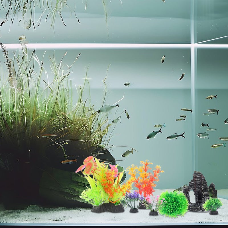 13pcs Aquarium Decorations Set: Realistic Artificial Plants & Rock Cave Hideouts - Underwater Landscape Kit for Bettas & Tropical Fish - Image 5