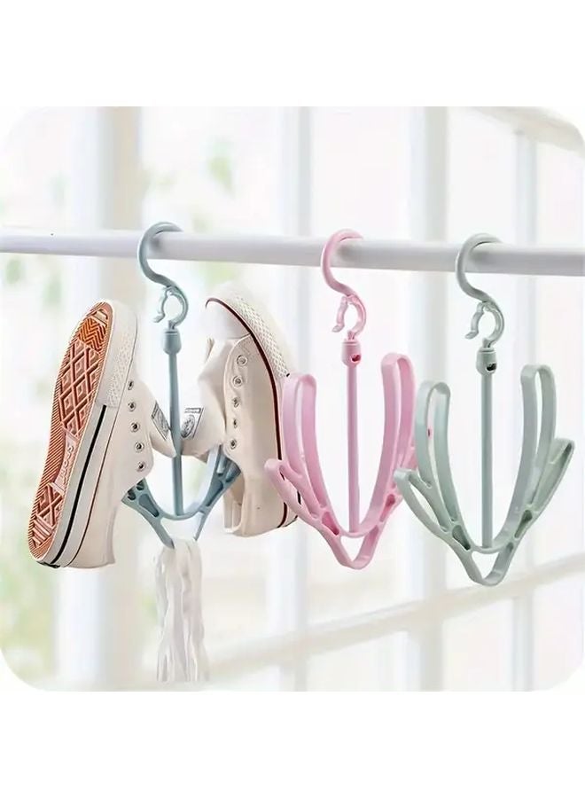6pcs Double Hooks Shoe Hanger Windproof Drying Rack Balcony Storage Random Color - Image 2