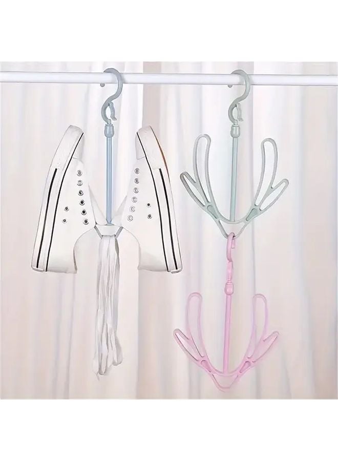 6pcs Double Hooks Shoe Hanger Windproof Drying Rack Balcony Storage Random Color - Image 4