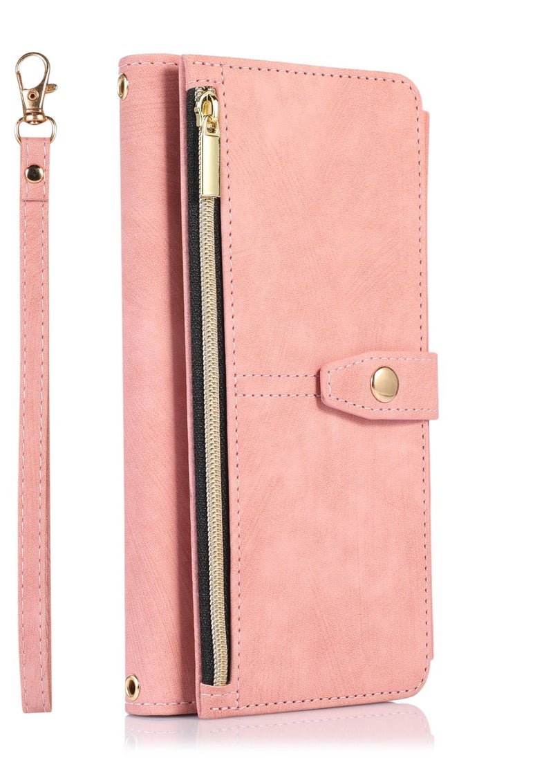 Suteni - Zipped Flip Cover Card Slots Leather Phone Case for Samsung - Image 1