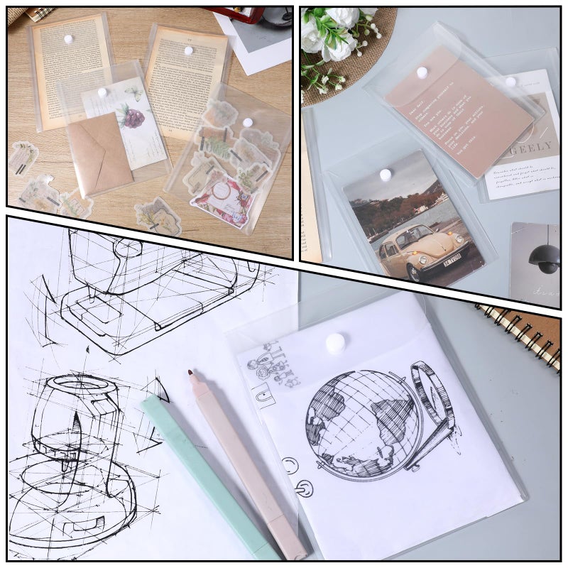 Alrhso 10 PCS Clear Envelope Pouch 7 X 5 Inch Clear Plastic Envelope Pouch with Snap Closure Waterproof Plastic Envelopes for Office School Documents Sticker, Photo Storage Folder, Receipt Holder - Image 3