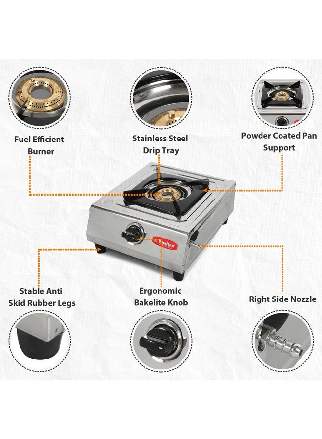 Khaitan Khaitan 1 Burner BP Dice BF Stainless Steel Manual Gas Stove 1 Year Warranty (ISI Certified & BIS Approved) - Image 4