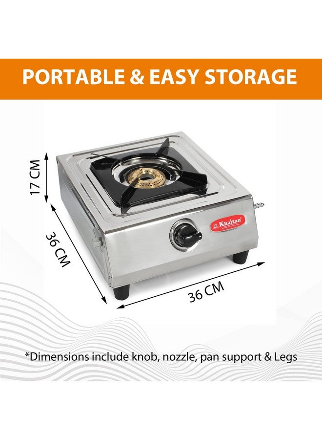 Khaitan Khaitan 1 Burner BP Dice BF Stainless Steel Manual Gas Stove 1 Year Warranty (ISI Certified & BIS Approved) - Image 2