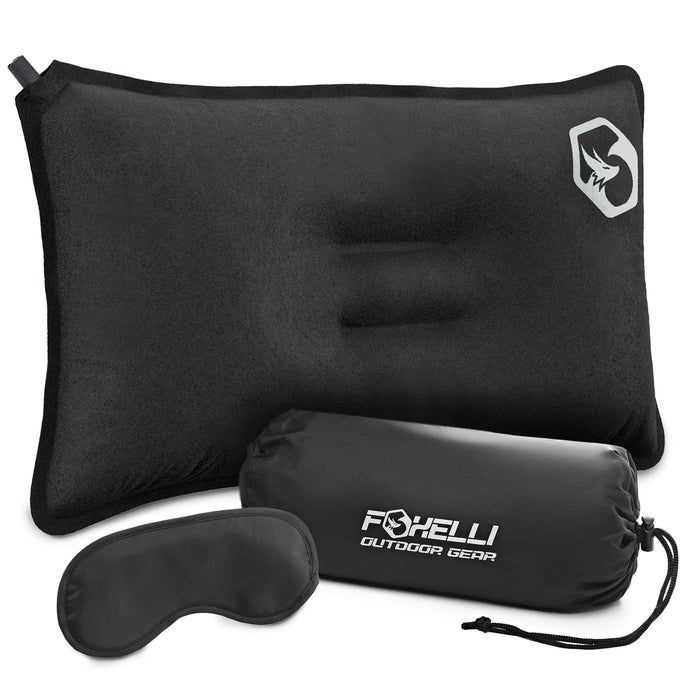 CAMPING PILLOW INFLATABLE COMPACT PORTABLE COMPRESSIBLE FOAM CAMP PILLOW FOR TRAVEL BACKPACKING CAMPING AND HAMMOCKS