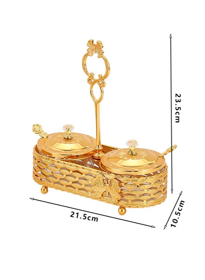 general Handle Basket Spice Jar Set with Spoon Household Sealed Storage Glass Jars for Condiments - Image 2