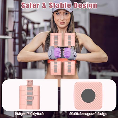 RINREA Adjustable Dumbbells Set of 2, 5-in-1 Adjustable Weight Dumbbells for Women/Men, 3lb/5lb/7lb/9lb/11lb Dumbbell Weights Set for Home Gym Workout (Pink) - Image 4