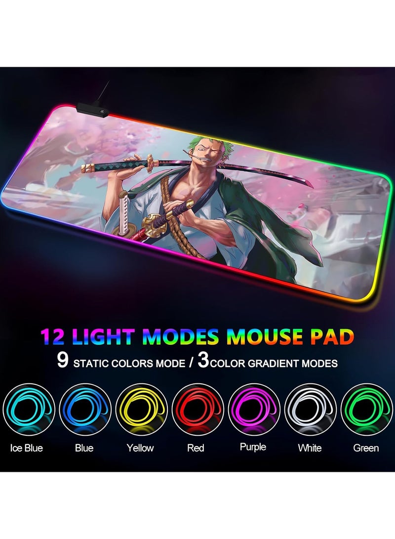 General Anime LED with 12 Light Mouse Pad Rubber Anti Slip Waterproof 31.5 x 11.8 inches  - Image 2