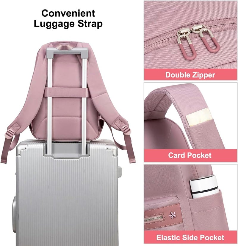 Chantria 15.6" Laptop Backpack for Women,Work Business Backpacks,Water-resistant Stylish Casual Daypack for Weekender Business Hiking Travel - Image 3