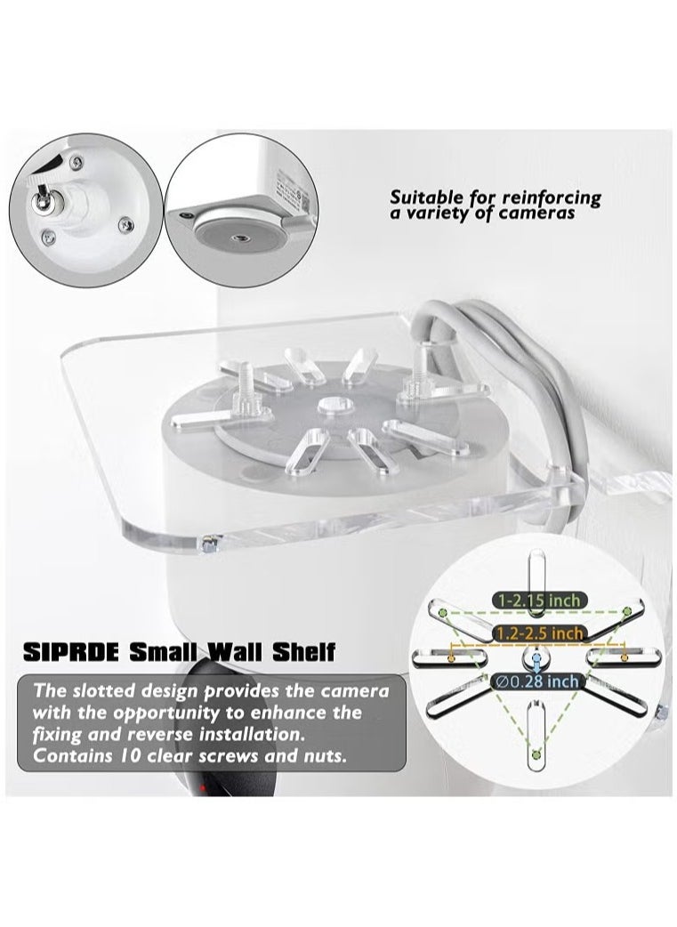 XiuWoo - Acrylic Small Wall Shelf Set of 3 for Security Cameras Speakers Baby Monitors Universal Adhesive Shelf Easy to Install No Drill, with Cable Clips - Image 1