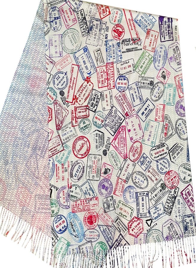 Universal Zone Traveler scarf, Scarf with passport stamps (Full print), Flight attendant gift, Travel Agent gift, World Traveler Gift, Plane scarf - Image 4