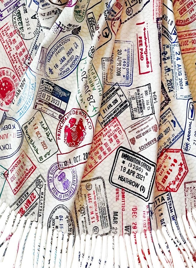 Universal Zone Traveler scarf, Scarf with passport stamps (Full print), Flight attendant gift, Travel Agent gift, World Traveler Gift, Plane scarf - Image 5