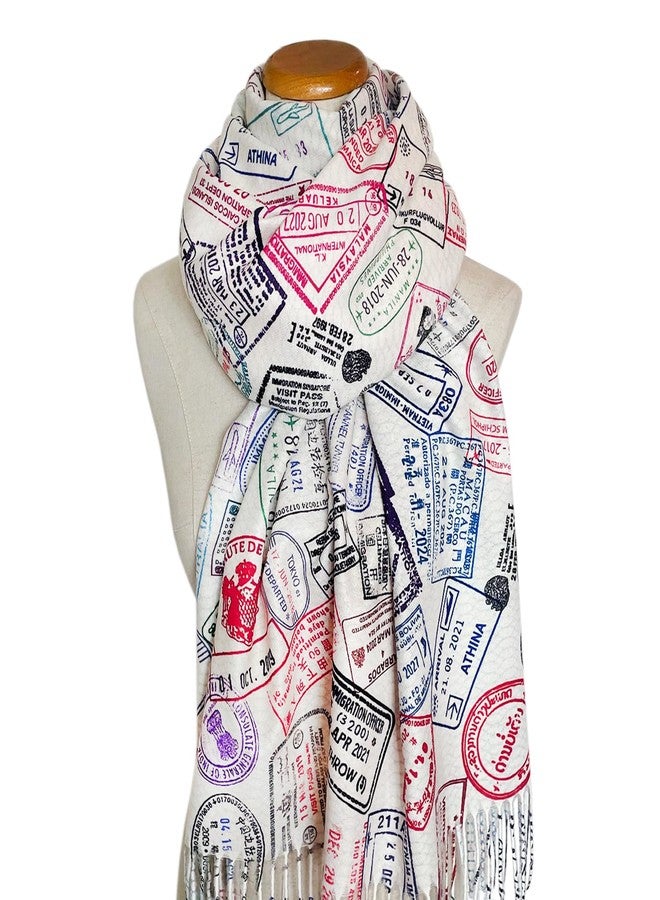 Universal Zone Traveler scarf, Scarf with passport stamps (Full print), Flight attendant gift, Travel Agent gift, World Traveler Gift, Plane scarf - Image 2