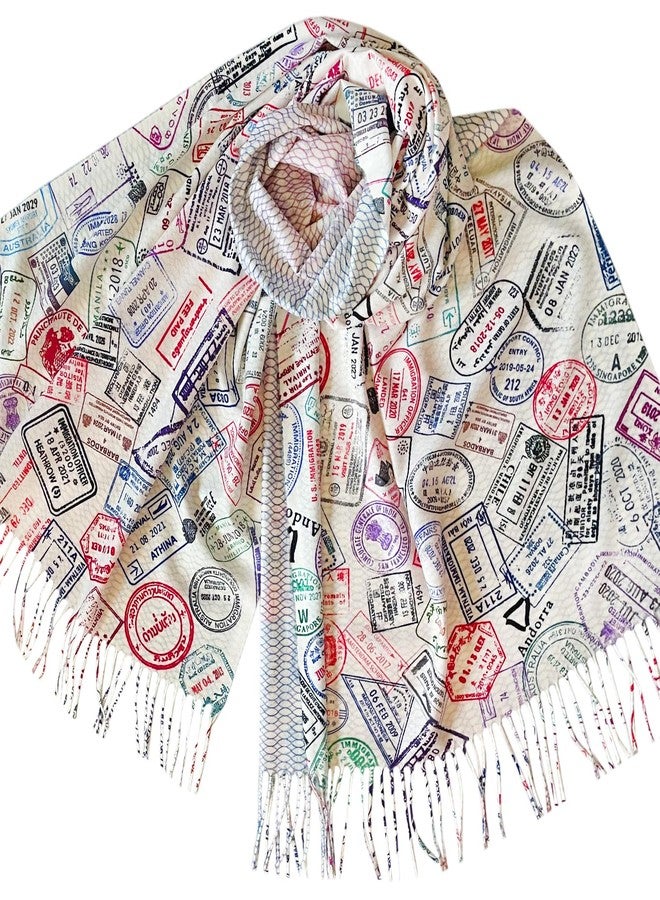Universal Zone Traveler scarf, Scarf with passport stamps (Full print), Flight attendant gift, Travel Agent gift, World Traveler Gift, Plane scarf - Image 3
