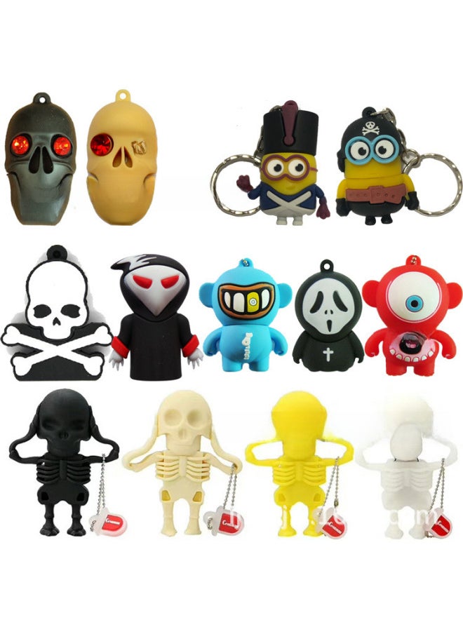 Generic Cartoon USB Flash Disk 3.0 & 2.0 Human Organ Skeleton Skull 64G Halloween Gift Skull Skull Skull USB Flash Disk-Color:White Monster-Capacity:32GB  - Image 2