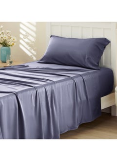 Bedsure Twin Sheets Set Cooling Sheets Twin Size Bed Set Rayon Derived From Bamboo Twin Size Sheets Breathable And Soft Bed Sheets Hotel Luxury Silky Bedding Sheets And Pillowcases Dark Grey  - Image 1