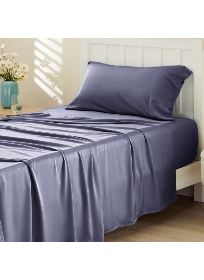 Bedsure - Twin Sheets Set Cooling Sheets Twin Size Bed Set Rayon Derived From Bamboo Twin Size Sheets Breathable And Soft Bed Sheets Hotel Luxury Silky Bedding Sheets And Pillowcases Dark Grey - Image 1