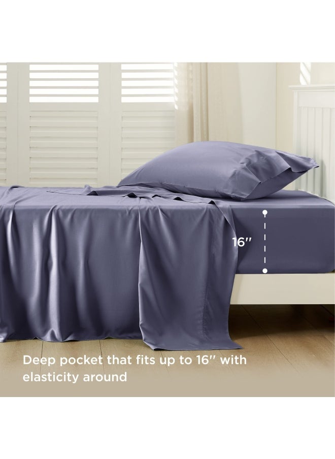 Bedsure - Twin Sheets Set Cooling Sheets Twin Size Bed Set Rayon Derived From Bamboo Twin Size Sheets Breathable And Soft Bed Sheets Hotel Luxury Silky Bedding Sheets And Pillowcases Dark Grey - Image 1