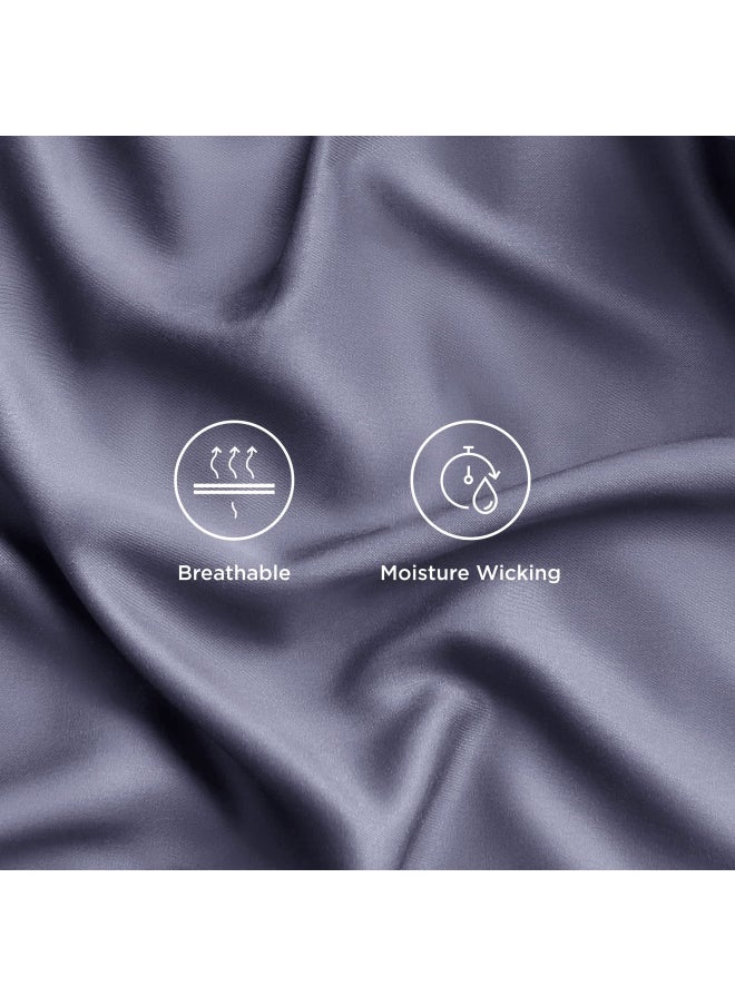 Bedsure - Twin Sheets Set Cooling Sheets Twin Size Bed Set Rayon Derived From Bamboo Twin Size Sheets Breathable And Soft Bed Sheets Hotel Luxury Silky Bedding Sheets And Pillowcases Dark Grey - Image 1