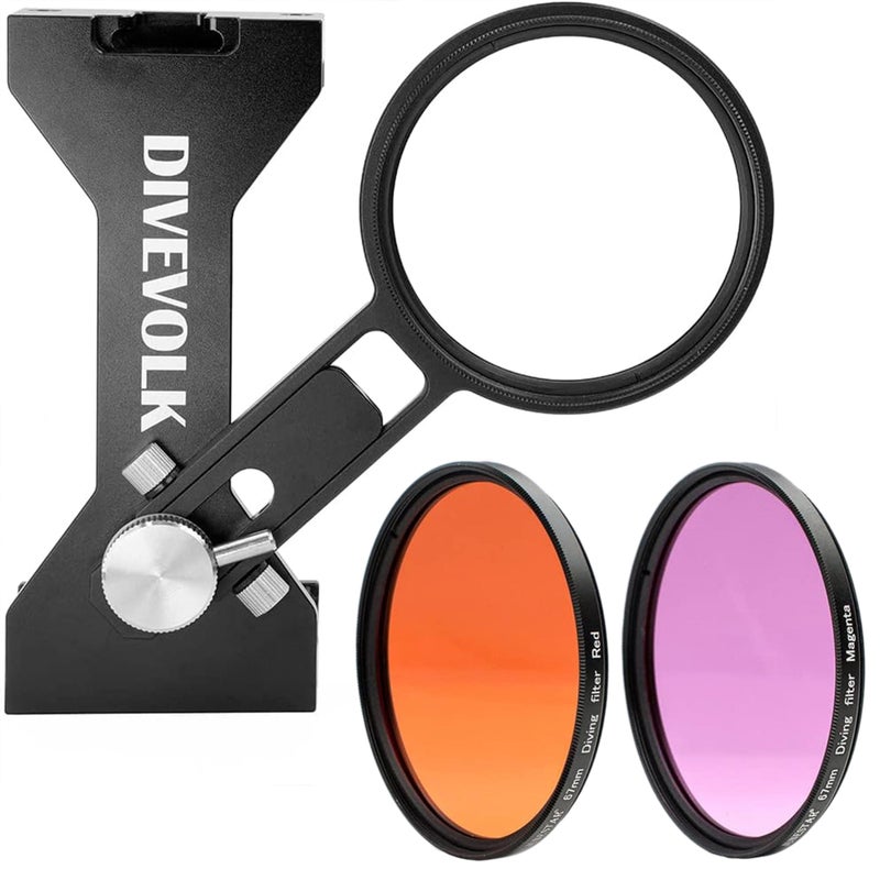 DIVEVOLK Expansion clamp for seatouch 4 max housing Including Red FilterPurple Filter ClampConversion Ring