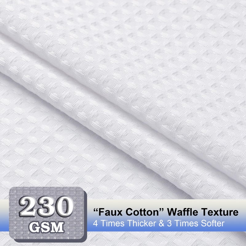 OVZME Extra Long White Shower Curtain Set- 96 Inch Long Waffle Weave Heavy Duty Fabric Shower Curtains for Bathroom  Luxury Heavy Duty Thick Cloth Shower Curtain with 12 Plastic Hooks  72x96  White - Image 3