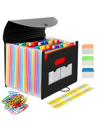 Expanding File Folder, 24 Pocket Accordion File Organizer A4 Letter Size Portable Document Organizer with Colored Tabs and Paper Clips , Accordian File folders Expandable Bill Coupon Folder - Black - pzsku/Z67EB92D780A44F427F42Z/45/_/1705915503/85abe21d-71d9-4f11-ad02-2e2575ce1aa3