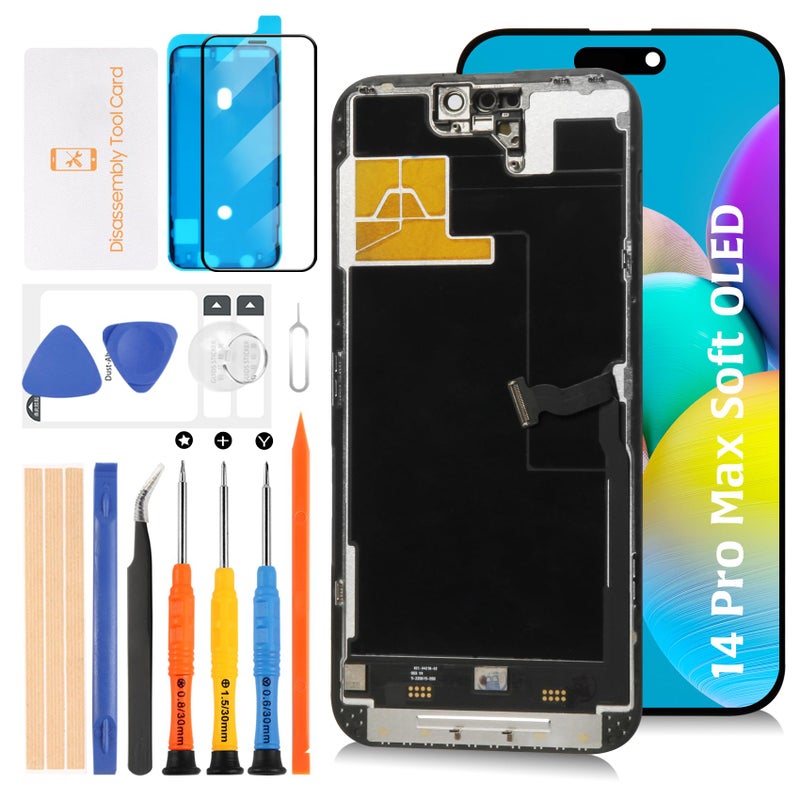 Olivechard Soft OLED LCD Screen for iPhone 14 Pro Max 120Hz Promotion Proximity Sensor Cable Replacement 14 Pro Max 67 inch Touch Display Digitizer Touch Screen Assembly with Repair Tools - Image 2