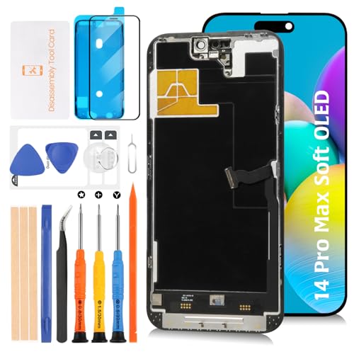 Olivechard Soft OLED LCD Screen for iPhone 14 Pro Max 120Hz Promotion Proximity Sensor Cable Replacement 14 Pro Max 67 inch Touch Display Digitizer Touch Screen Assembly with Repair Tools - Image 1