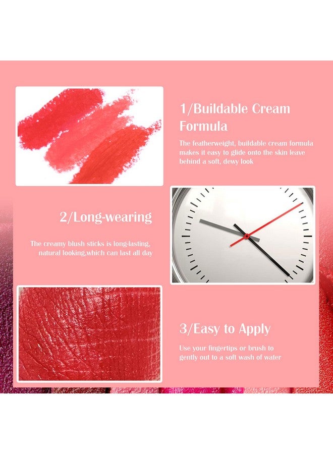 3 In 1 Cream Blush Stick Kit Cheek Blush & Natural Matte Lip & Eye Shadow Makeup Stick Long Lasting Lightweight Multi Use Lip And Cheek Tint Hydrating Formula Blush Cream Stick Waterproof
