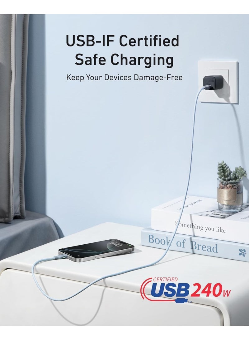 Anker Nano USB C Cable Softline, 240W 3FT Flexible Multi-Color Braided Cord, Fast Charging Type C Charger for iPhone 17 Series, MacBook Pro and More(Blue) - Image 4